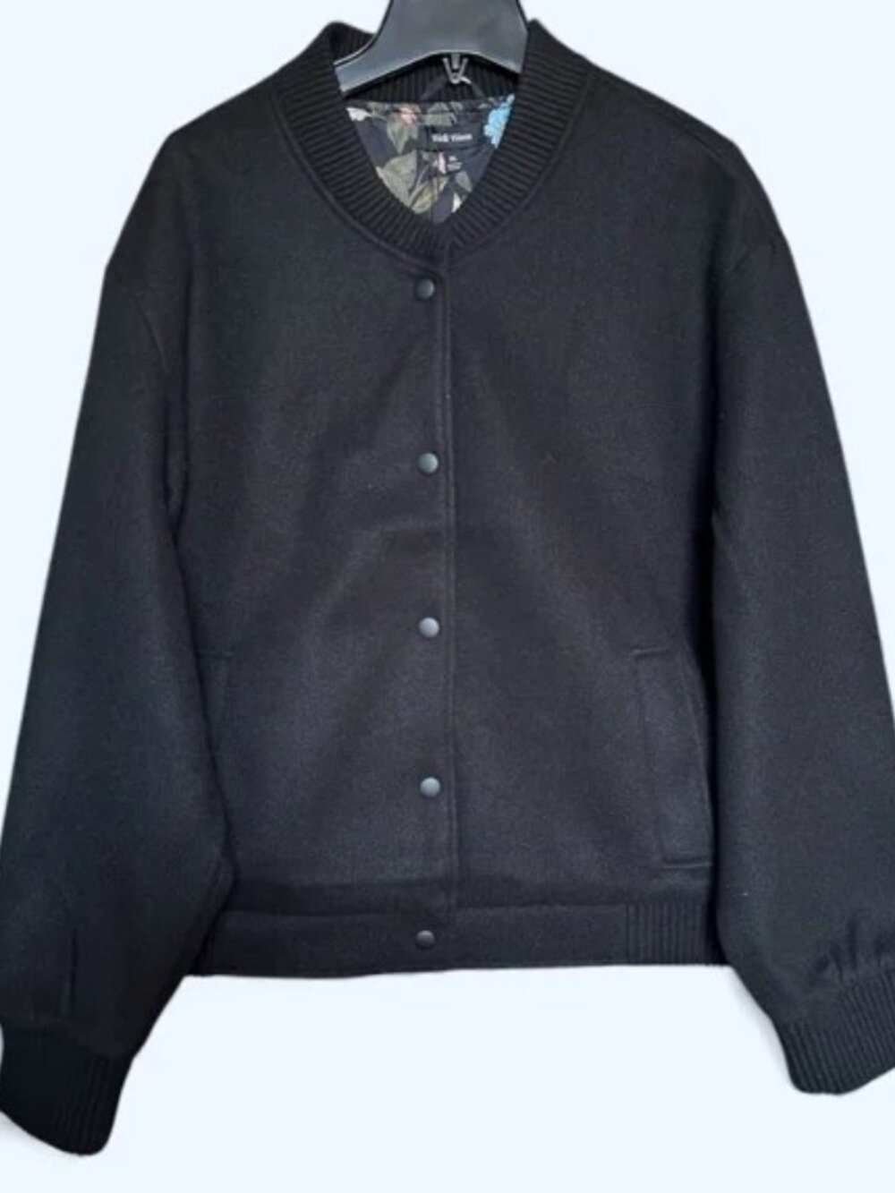 NWOT - Well Worn Black Women's Bomber Jacket with Floral Lining - Size Small